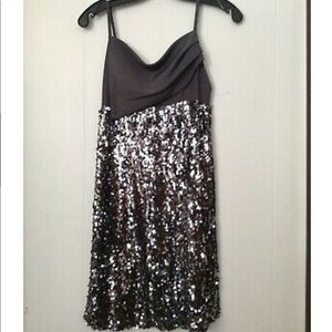 New BODY POLICY Gray Sequin DRESS Cocktail Drape S